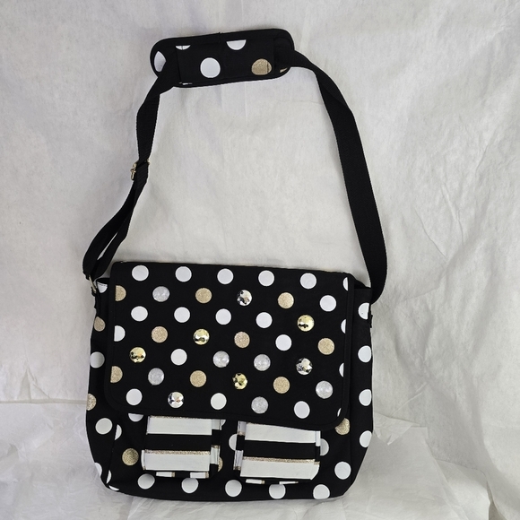 Bling Laptop messenger polka dots book shoulder crossbody bag - Picture 11 of 12